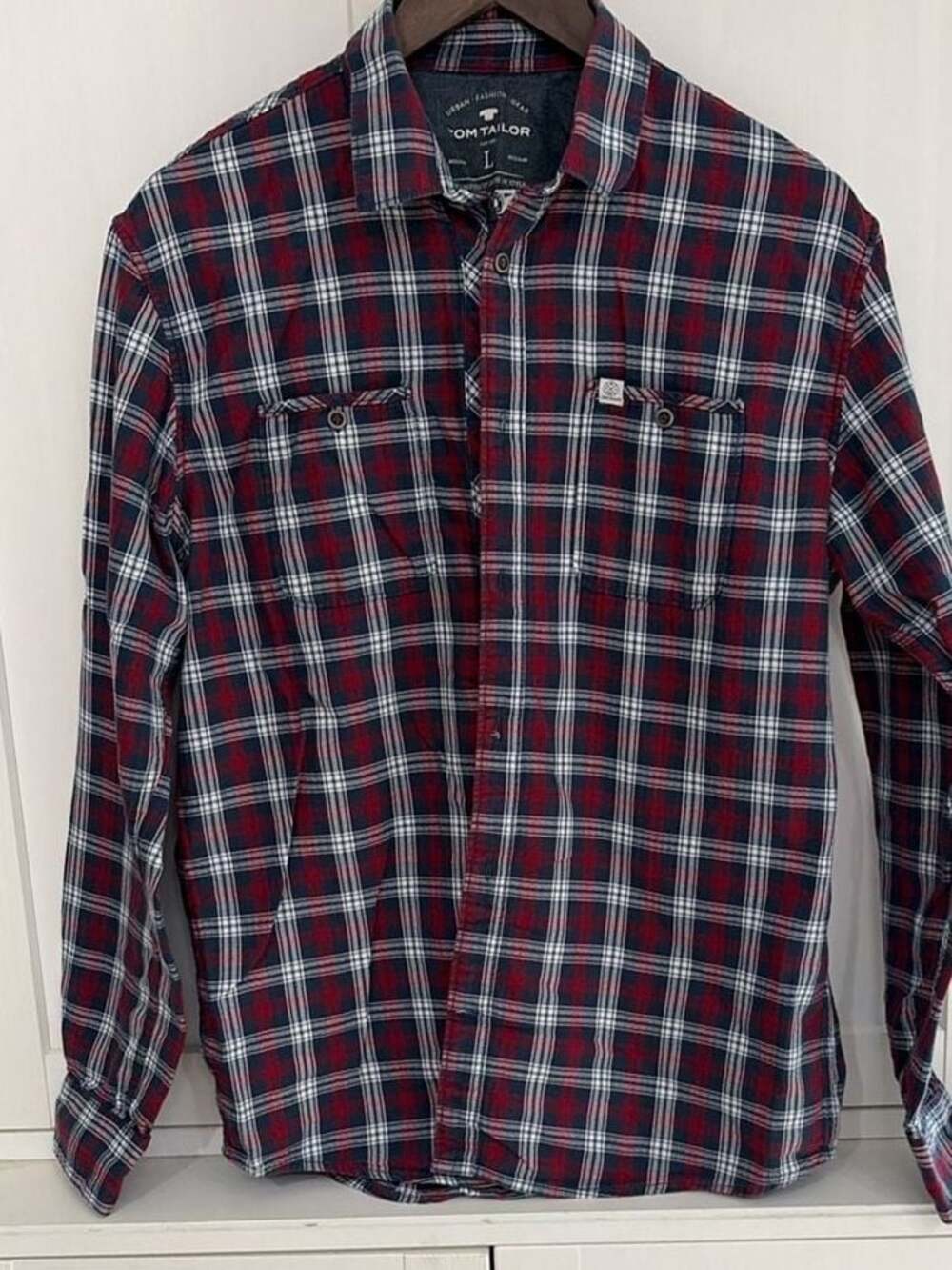 Tom Tailor Urban Fashion Gear Long Sleeve Plaid Button-Down Shirt Large
